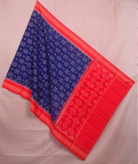 Blue and red sambalpuri handwoven cotton dupatta