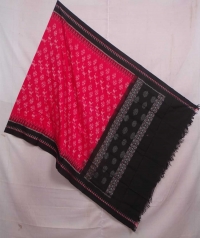 Red and black sambalpuri handwoven cotton dupatta