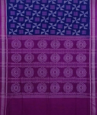 Blue and magenta sambalpuri handwoven cotton saree