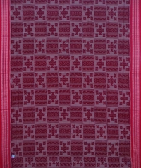 Maroon and red sambalpuri handwoven cotton saree