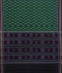 Green and black sambalpuri handwoven cotton saree