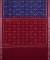 Blue and maroon sambalpuri handwoven cotton saree