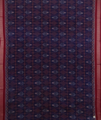 Blue and maroon sambalpuri handwoven cotton saree