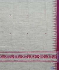 Off white & maroon handwoven tussar shawl