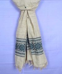 Off white handwoven tussar shawl