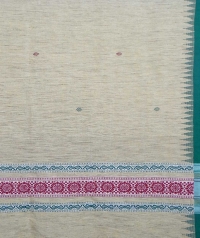 Off white,red & green handwoven tussar shawl