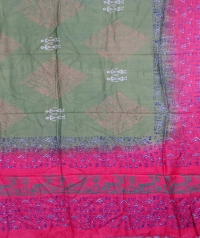 Green & orange handwoven tussar dupatta