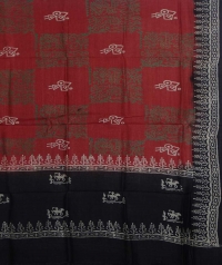 Charchol black & brick red handwoven tussar dupatta