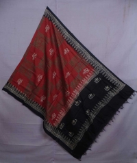 Charchol black & brick red handwoven tussar dupatta