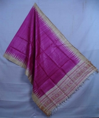 Magenta & beige handwoven tussar dupatta