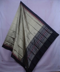 Beige & black handwoven silk dupatta