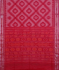 Red handwoven sambalpuri cotton saree