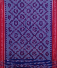 Maroon and red handwoven sambalpuri cotton saree