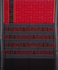 Red and black handwoven sambalpuri cotton saree