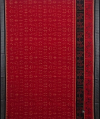 Red and black handwoven sambalpuri cotton saree