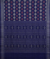 Blue and grey handwoven sambalpuri cotton saree