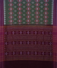 Green and maroon handwoven sambalpuri cotton saree