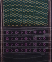 Green and black handwoven sambalpuri cotton saree