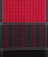 Red and black handwoven sambalpuri cotton saree