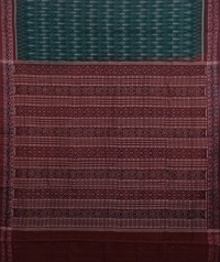 Green and maroon handwoven sambalpuri cotton saree