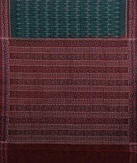 Green and maroon handwoven sambalpuri cotton saree