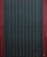 Green and maroon handwoven sambalpuri cotton saree