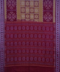 Brown and maroon handwoven sambalpuri cotton saree