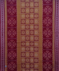 Brown and maroon handwoven sambalpuri cotton saree