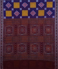 Violet and maroon handwoven sambalpuri cotton saree