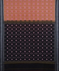 Brown and black handwoven sambalpuri cotton saree