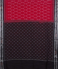 Red and black handwoven sambalpuri cotton saree