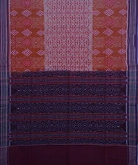 Brown and maroon handwoven sambalpuri cotton saree