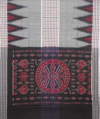 Gray and black sambalpuri handloom cotton saree