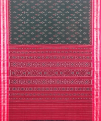 Green and red sambalpuri handloom cotton saree