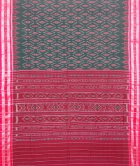 Green and maroon sambalpuri handloom cotton saree