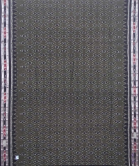 Ash gray and black sambalpuri handloom cotton saree