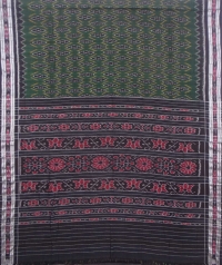 Green and black sambalpuri handloom cotton saree