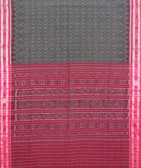 Ash gray and maroon sambalpuri handloom cotton saree