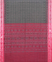 Ash gray and maroon sambalpuri handloom cotton saree