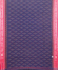 Blue and maroon sambalpuri handloom cotton saree