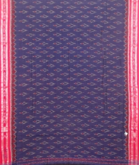 Blue and maroon sambalpuri handloom cotton saree