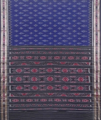 Blue and black sambalpuri handloom cotton saree
