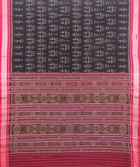 Black and maroon sambalpuri handloom cotton saree