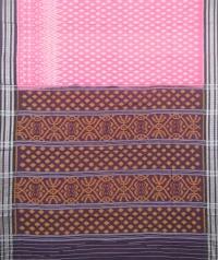 Pink and black sambalpuri handloom cotton saree