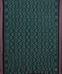 Green black sambalpuri handwoven cotton saree