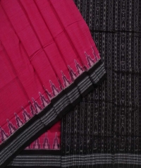 Pink black sambalpuri handwoven cotton saree
