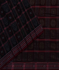 Black maroon sambalpuri handwoven cotton saree