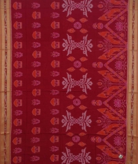 Maroon orange sambalpuri handwoven cotton saree