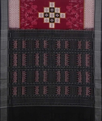 Maroon black sambalpuri handwoven cotton saree