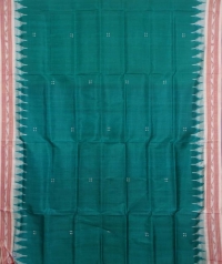 Green off white handwoven khandua silk saree